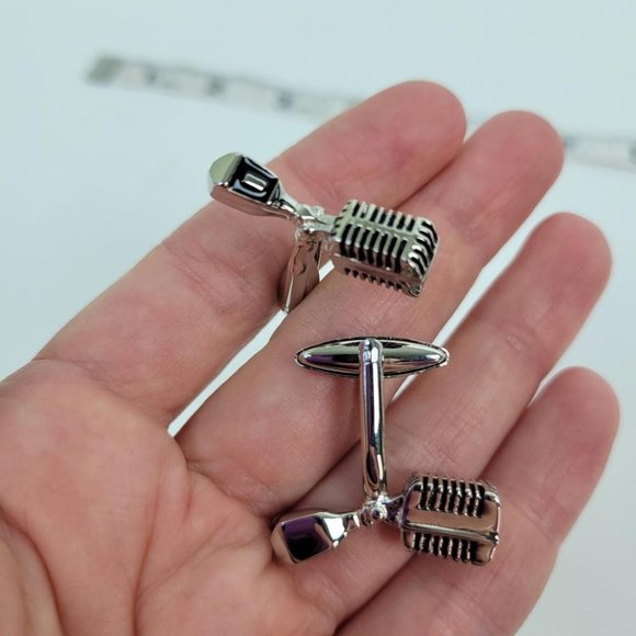 Timeless Microphone Stainless Steel Cuff Links - Picture 4 of 5